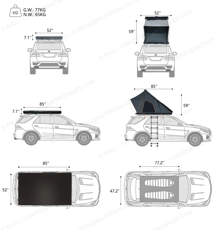 Фото Новая автоматическая палатка на крышу автомобиля из холщовой ткани с жестким корпусом для кемпинга №2
