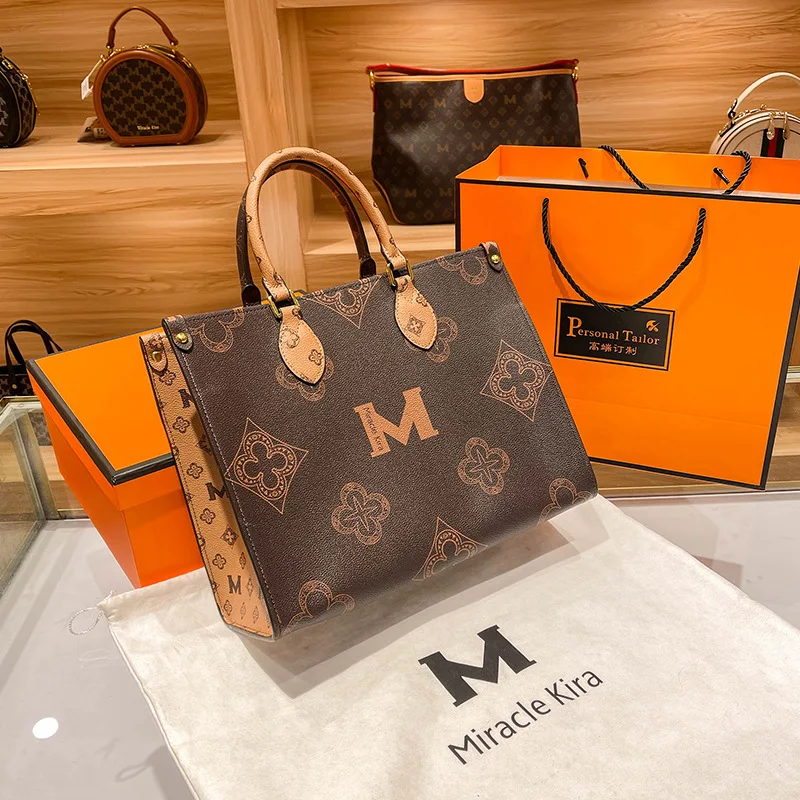 Senkey Style 2024 Autumn And Winter New Double Sided Color Matching Shopping Bag Shoulder Gradient Tote Bag Large Portable Bag