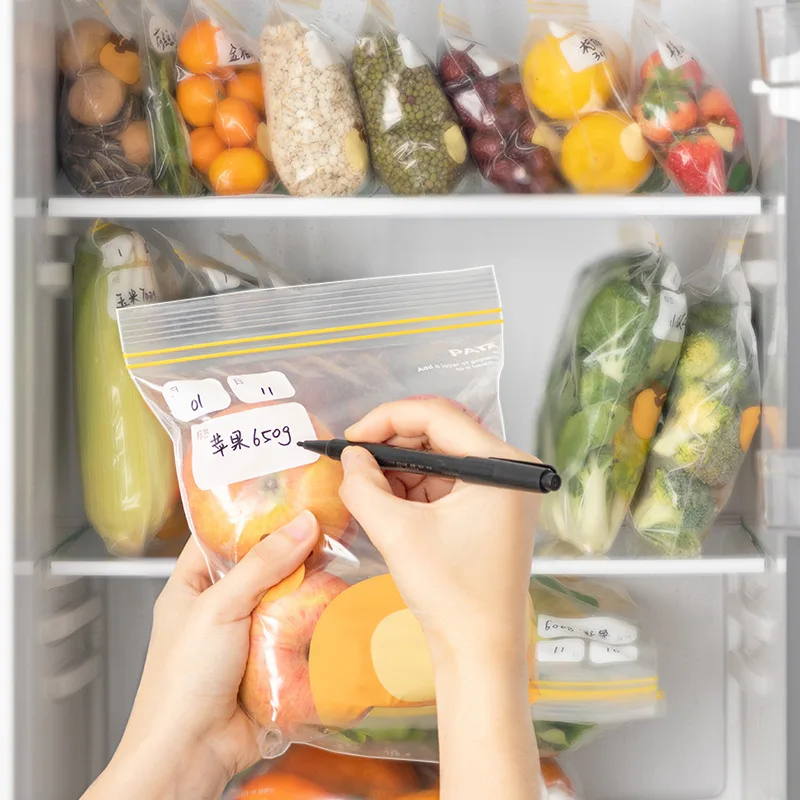 

15 шт. Многоразовые Пакеты для хранения продуктов, герметичные пакеты для заморозки фруктов и овощей с этикетками для хранения, пакет для гер...