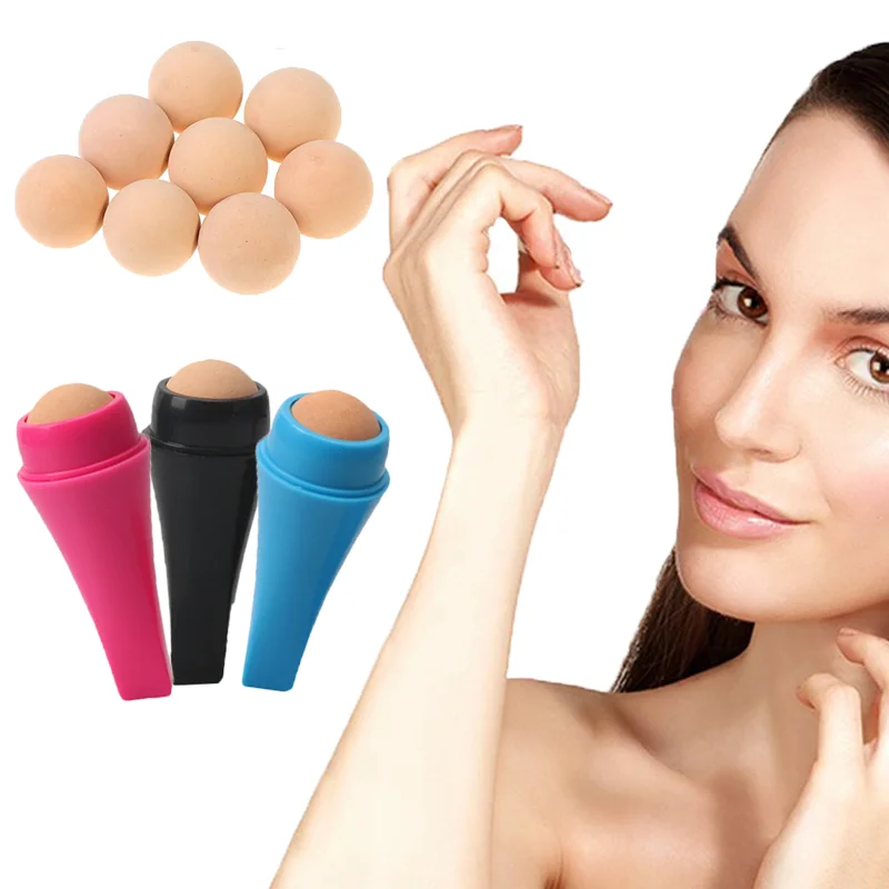 

3 Colors with 1 Replacement Bal Oil Control T-zone Oil Face Oil Skin Care Volcanic Stone Reusable Oil Absodbing Facial Rollerl