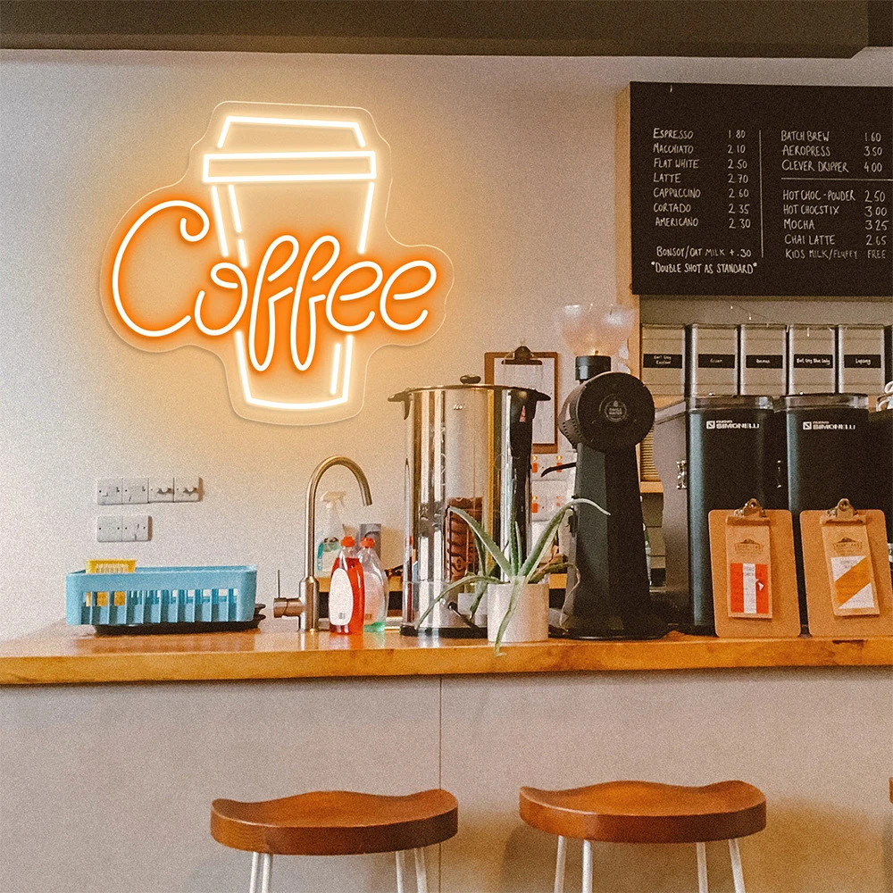 

Custom Neon Sign Coffee Shop Decor Led Light Store Home Bedroom Office Room Wall Decor Busines Background Restaurant Cup Decor