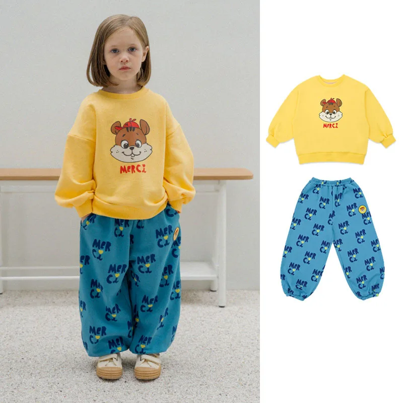

Children's Sweatshirts Pants for New Autumn Child Girls Yellow Hoodies Sweater +pants Set Kids Clothes Outerwear Tops Suit