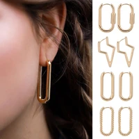gold fashion jewellery trendy u sahpe simple twisted ear hoop geometric earrings lightning ellipse hollow circle