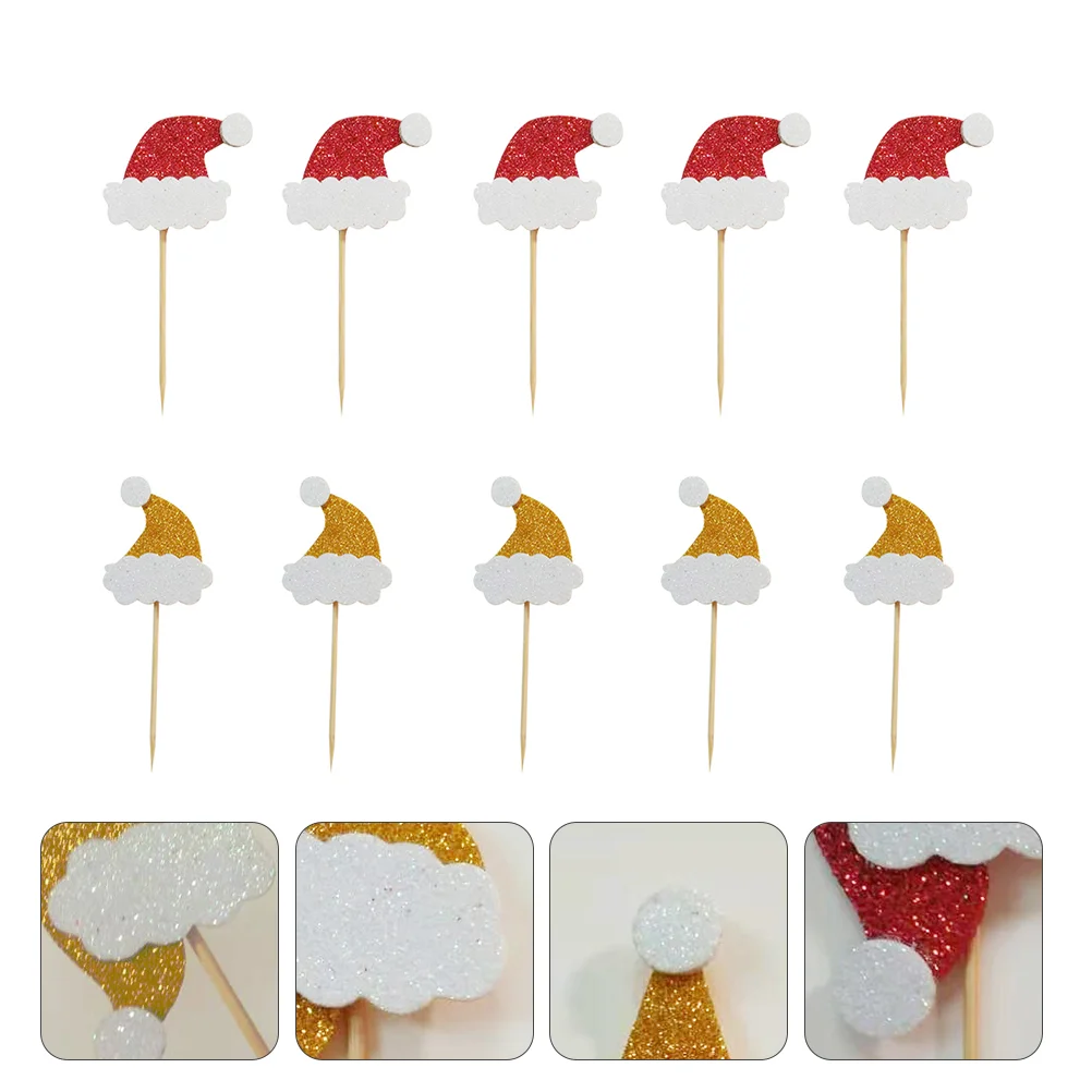 

10PCS Xmas Paper Mini Xmas Cake Decors Festive Cake Decoration for Xmas Dessert