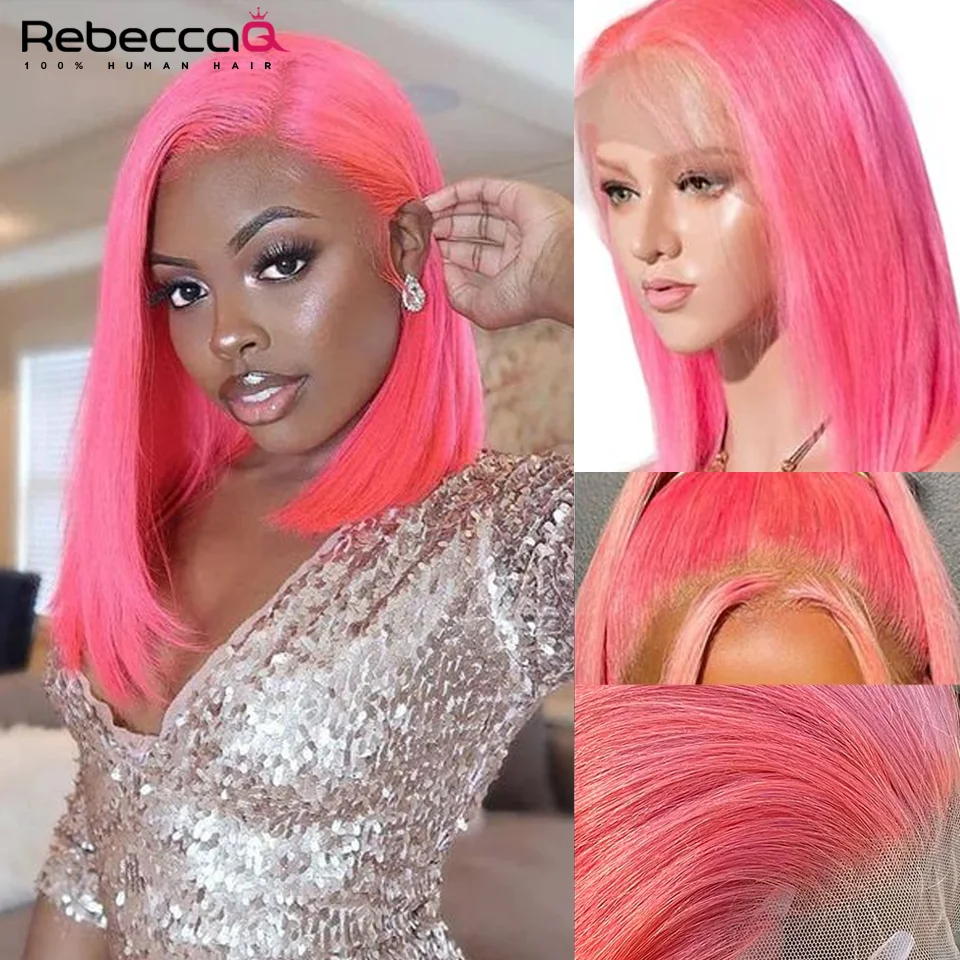 Парик QVR Pink Bob 13x5x 1 женский парик со шнуровкой искусственные волосы розовые
