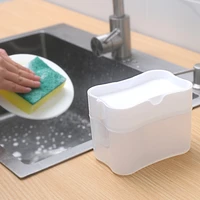 2 in 1 scrubbing liquid detergent dispenser press type liquid soap box pump organizer with sponge kitchen tool bathroom supplies