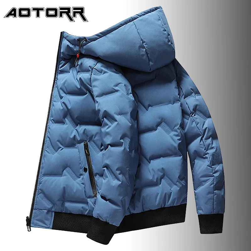 Пуховик мужской с капюшоном Повседневная теплая парка зимнее пальто на белом