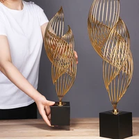 luxury high end european creative room decor abstract line figurine ornaments modern home decoration metal arts crafts gifts
