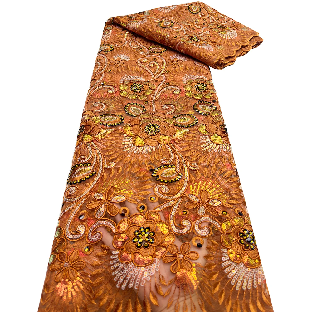 Высококачественная французская сетчатая кружевная ткань 2024 африканская с