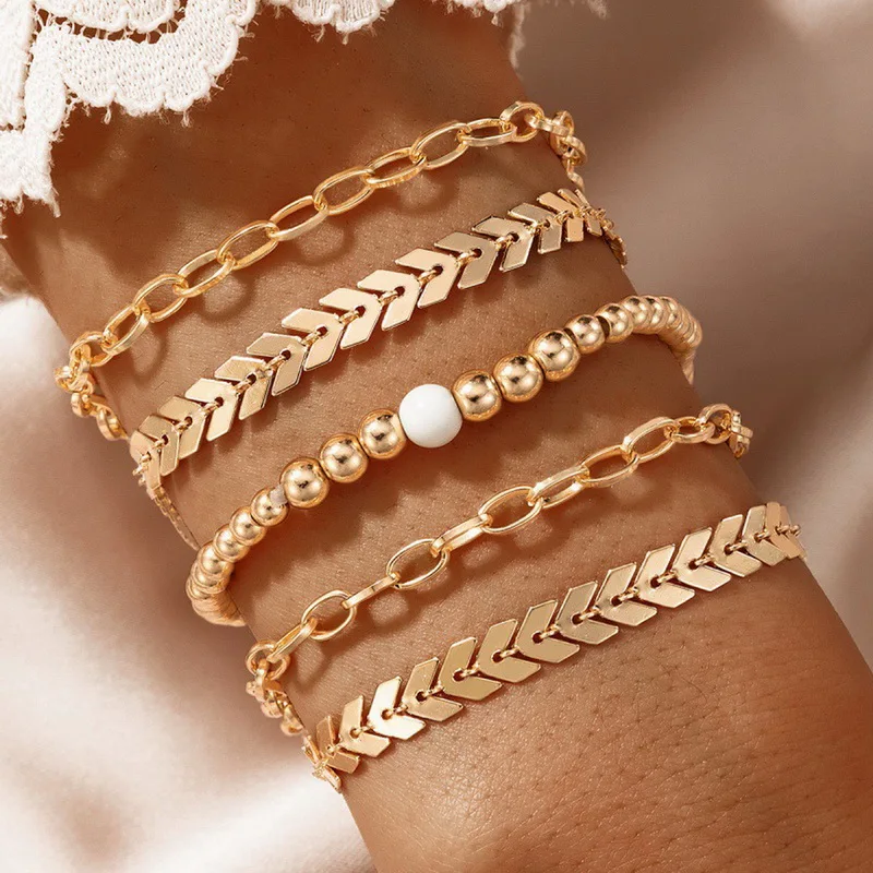 

Wide Adjustable Bracelets Set Metal Gold Color Bracelets for Women Classic Snake Chain Bracelet Girls Trendy Jewelry Gifts