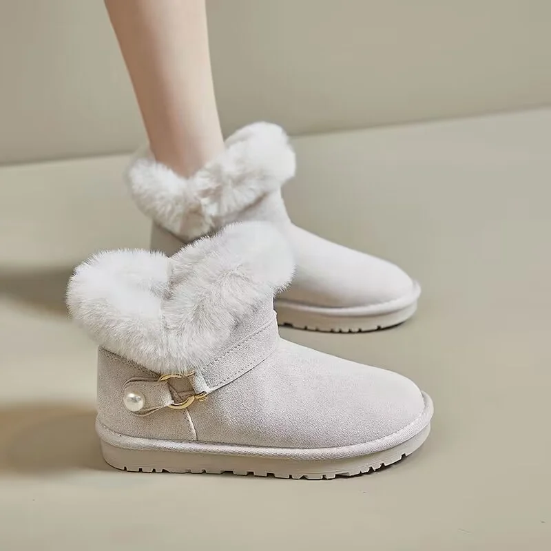 

Fox fur and fur one body boots handmade with velvet warm thick soles all casual large size women 35-40