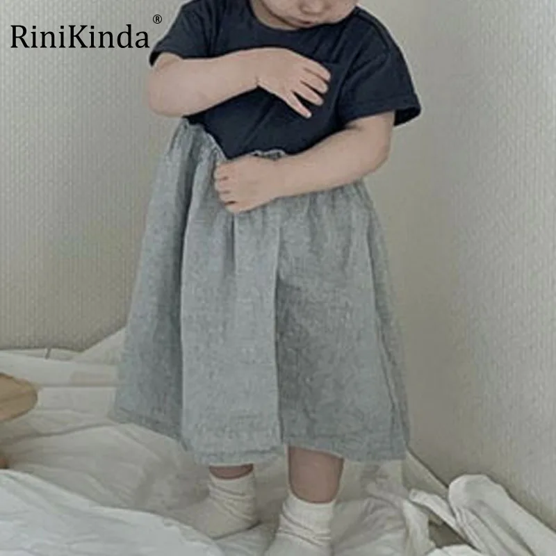 

RiniKinda Summer Baby Dress Cotton Infant Dress Baby Girls Dress Splicing Toddler Girls Dress Casual Kids Dresses Clothing