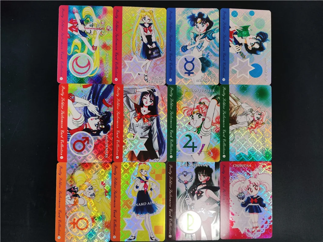 

12pcs/set Sailor Moon Rei Original Paintings Paste Soft Card Appendix Card Hobby Collectibles Game Anime Collection Cards