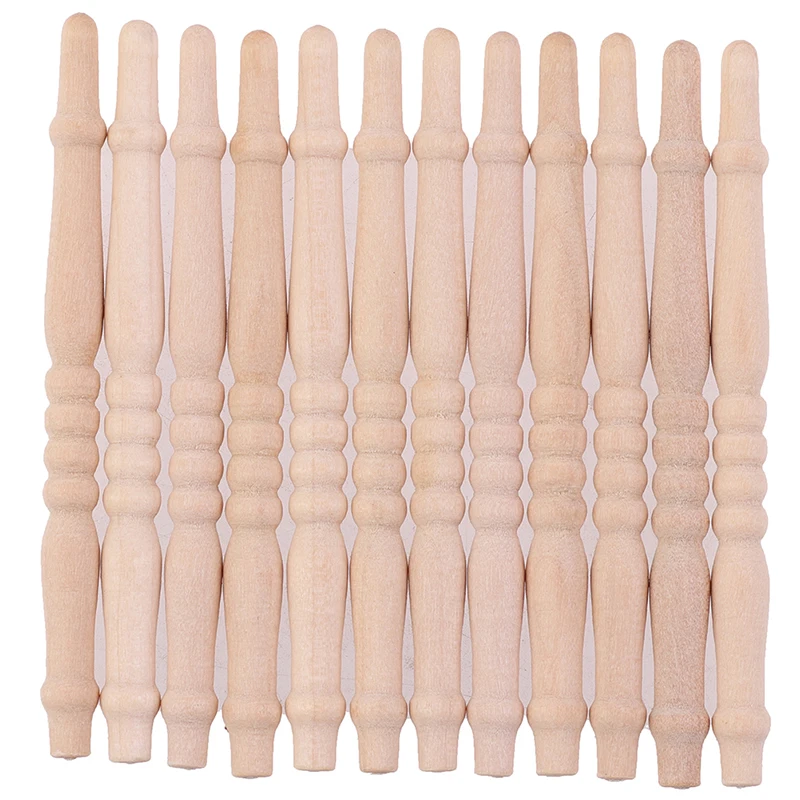 

4/12PCS DIY 6cm Spindles Balusters Wooden Dollhouse Miniature 1/12 Scale Stair Railing Furniture Toys