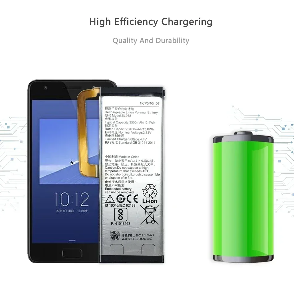 Замена мобильного телефона BL268 для Lenovo ZUK Z2 Z2131 аккумуляторы большой емкости