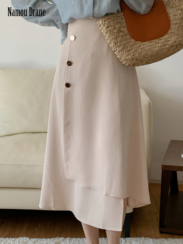 

Namou Drane Autumn 2022 New Irregular High Waisted Elegant Temperament A-line Skirt Fashion Long Skirt skirts for women