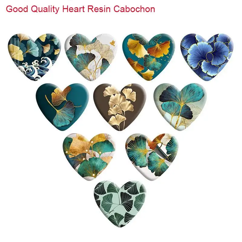 

Ginkgo Leaf Love Heart Resin Cabochon Accessories DIY Earring Hair Phone Sticker Necklace R1850