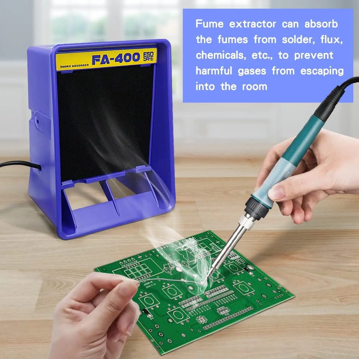 

220V Solder Smoke Absorber Remover Fume Extractor Air Filter Fan For Soldering