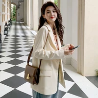 small suit jacket womens 2022 spring and autumn new korean version of the british style beige suit suit jacket design is small
