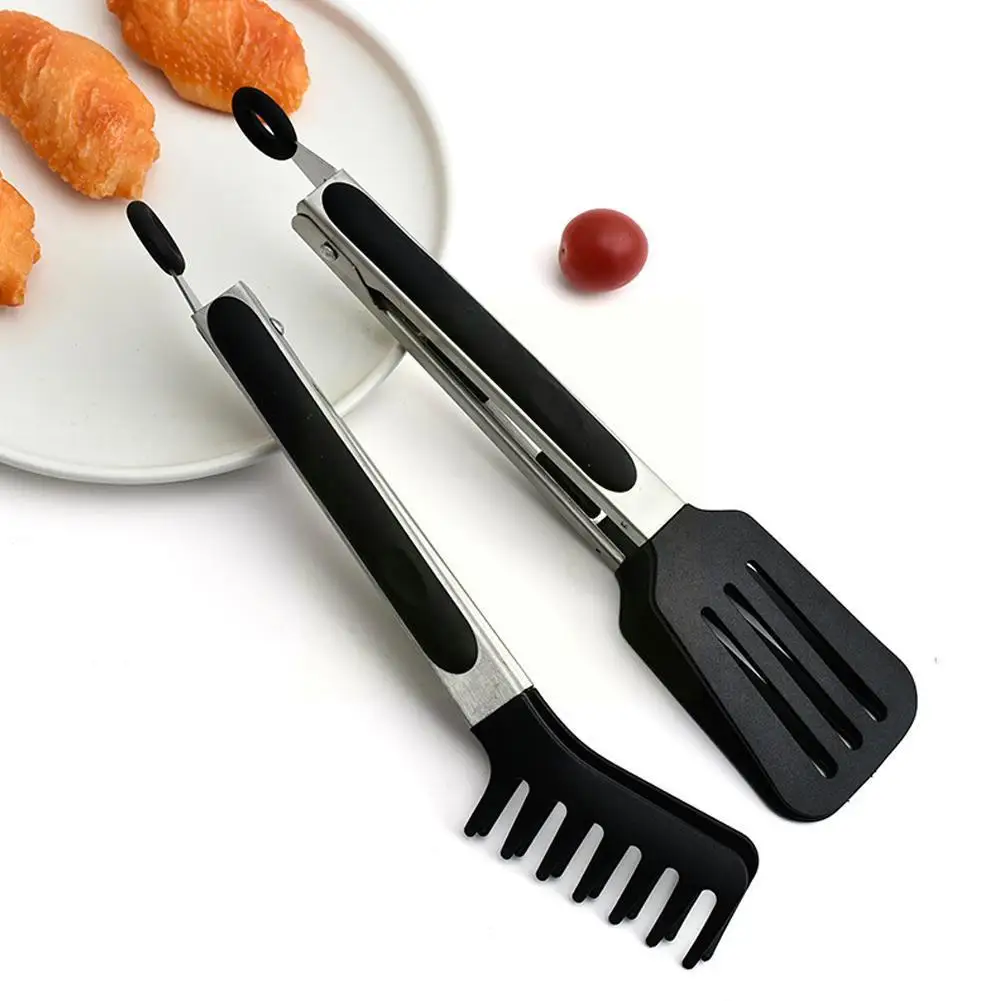 

Stainless Steel Silicone Kitchen Tongs BBQ Clip Salad Tool Food Kitchen Tongs Cooking Clip Serving Parts Pinzas Appliance B2X2