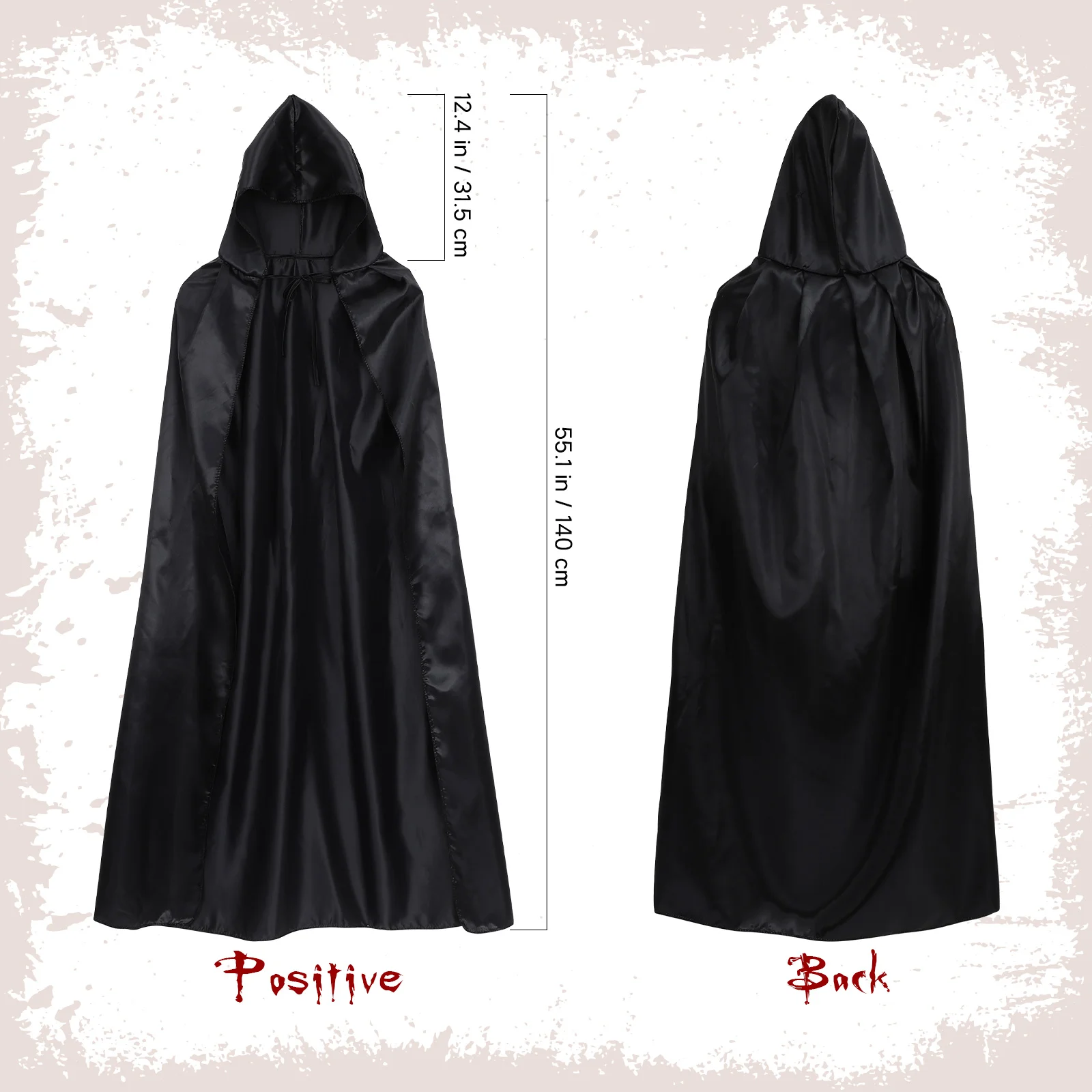 

Vampire Cloak Halloween Cosplay Supplies Cape Prop Hooded Party Unisex With Scythe