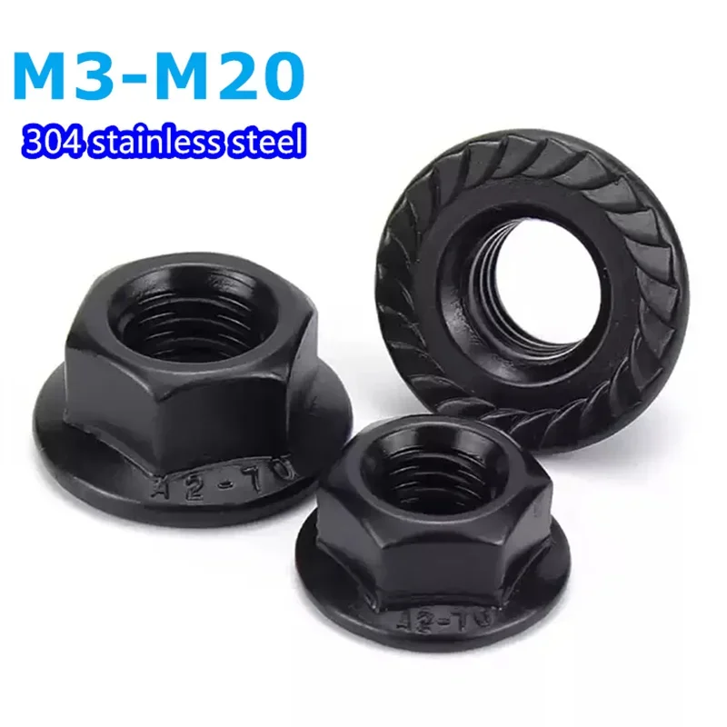 Шестигранная Фланцевая гайка из углеродистой стали стандартная M14 M16 M20Black