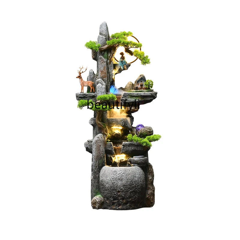 

yj Chinese Zen Artificial Mountain and Fountain Decoration Creative Fortune Fengshui Wheel Floor Decoration