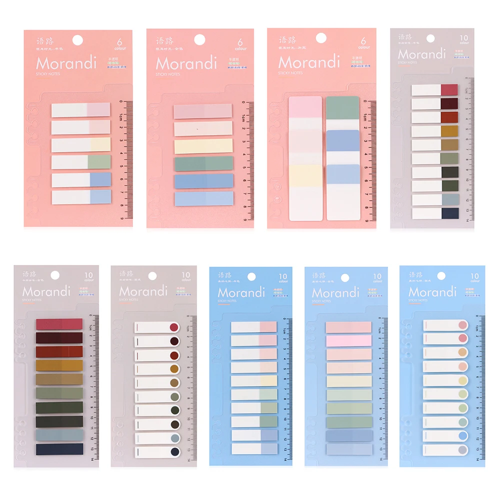 

200Pcs Sticky Notes Memo Pad Loose-leaf Morandi Color Index Flags Tab Strip Label Bookmark Novelty Stationery Supplies