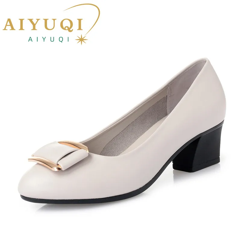 

AIYUQI Shoes Women Mid Heel 2022 New Autumn Female Office Shoes Large Size 41 42 Non-slip Mother Shoes