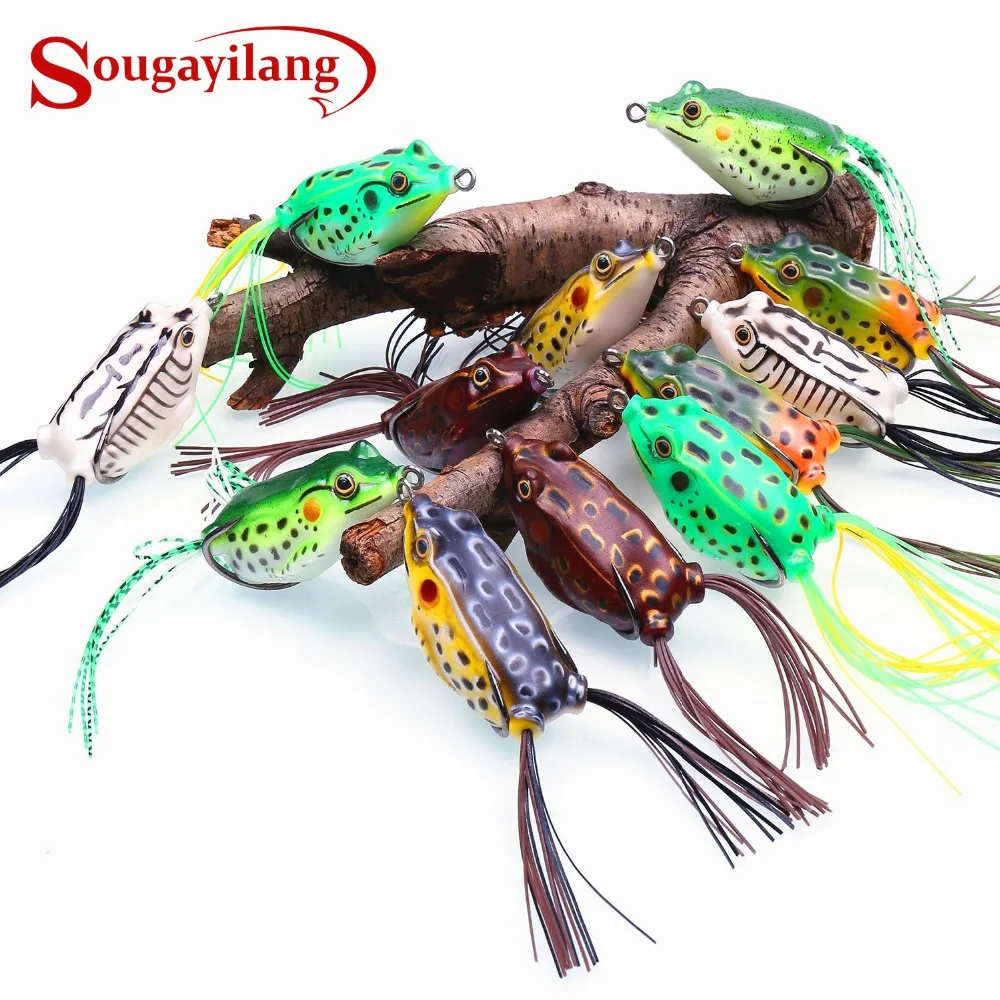 Sougayilang 2 шт. рыболовные приманки в форме лягушки мягкие наживки для ловли окуня