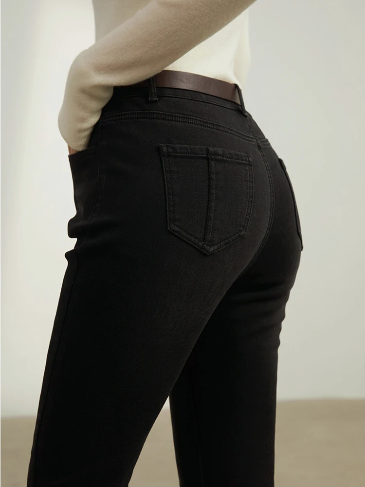 Женские зимние Бархатные Теплые Волшебные джинсы DUSHU с высокой талией