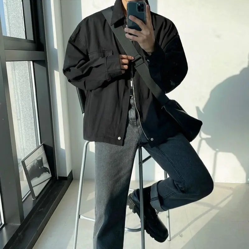 

Men's Cargo Lapel Trendy and Versatile Jacket Spring New Streetwear Big Pockets Slim-fit Top High Street Casual Coat C85