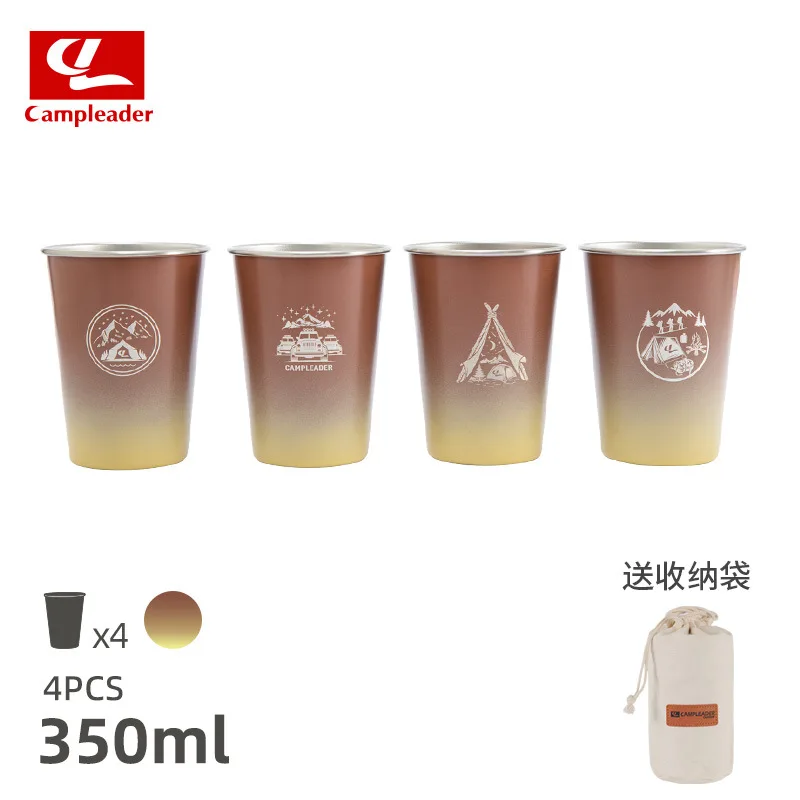 

Outdoor 304 Stainless Steel Cups Camping Cups Wine Cups Coffee Cups Water Cups BBQ Beer Cups Gradient 4 Pieces Cups