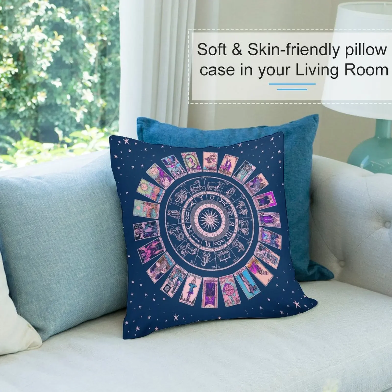 Пастельная готическая подушка зодиака астрологическая карта и основные арканы