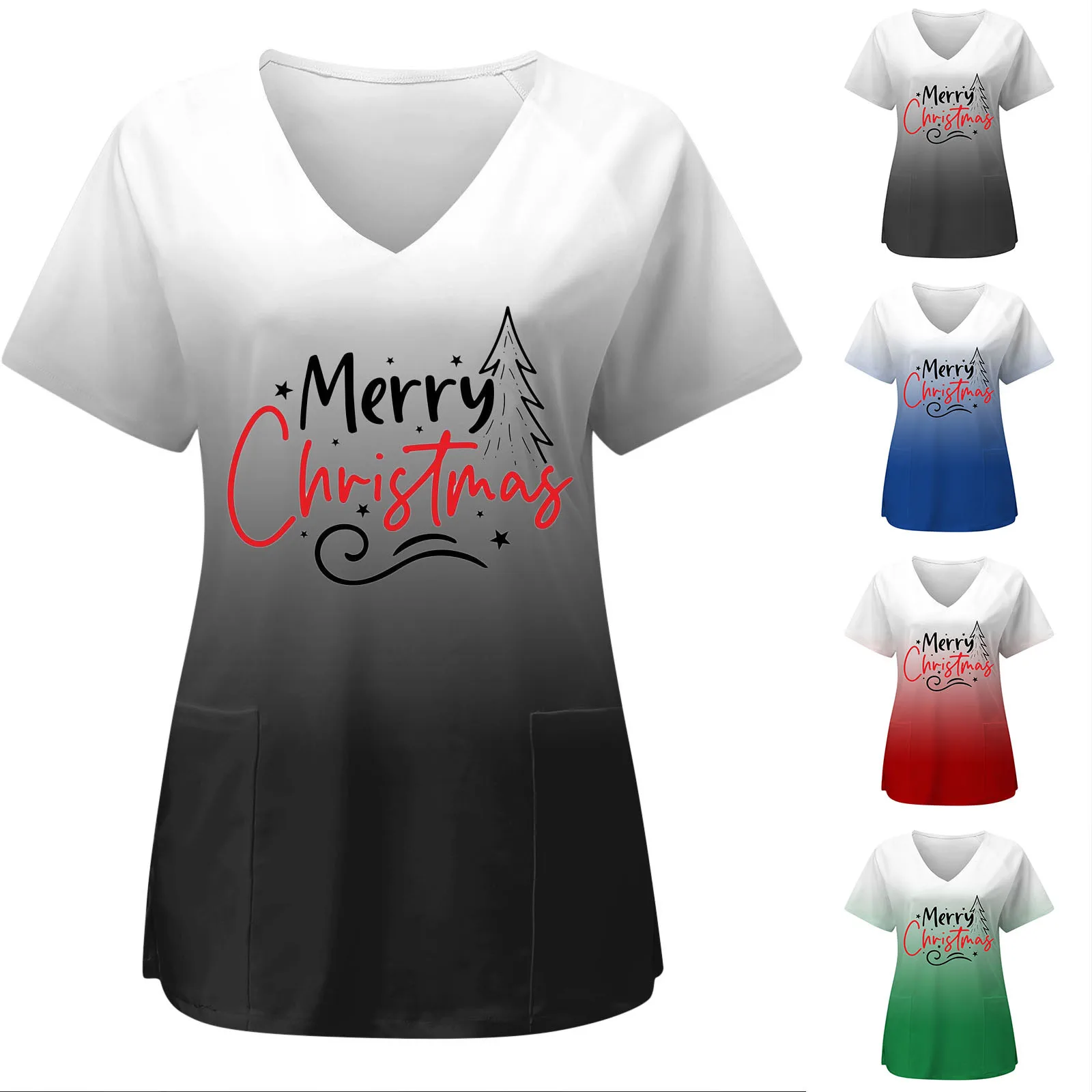

Christmas Womens Short Sleeve V Neck Printed Top Short Sleeve Raglan Shirt Women T Shirt Women Blank Womens Athletic Clothes