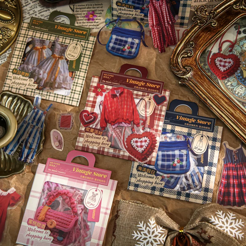 

30 шт./1 партия, милые женские винтажные магазины, дневник, декоративное ремесло