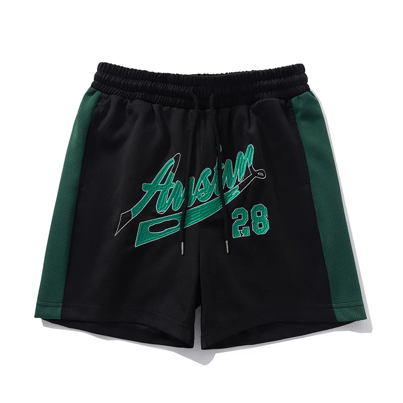 New American Sports Shorts Men's Hip Hop Fashion Brand Printed Loose Quarter Pants Sports Loose Casual Shorts