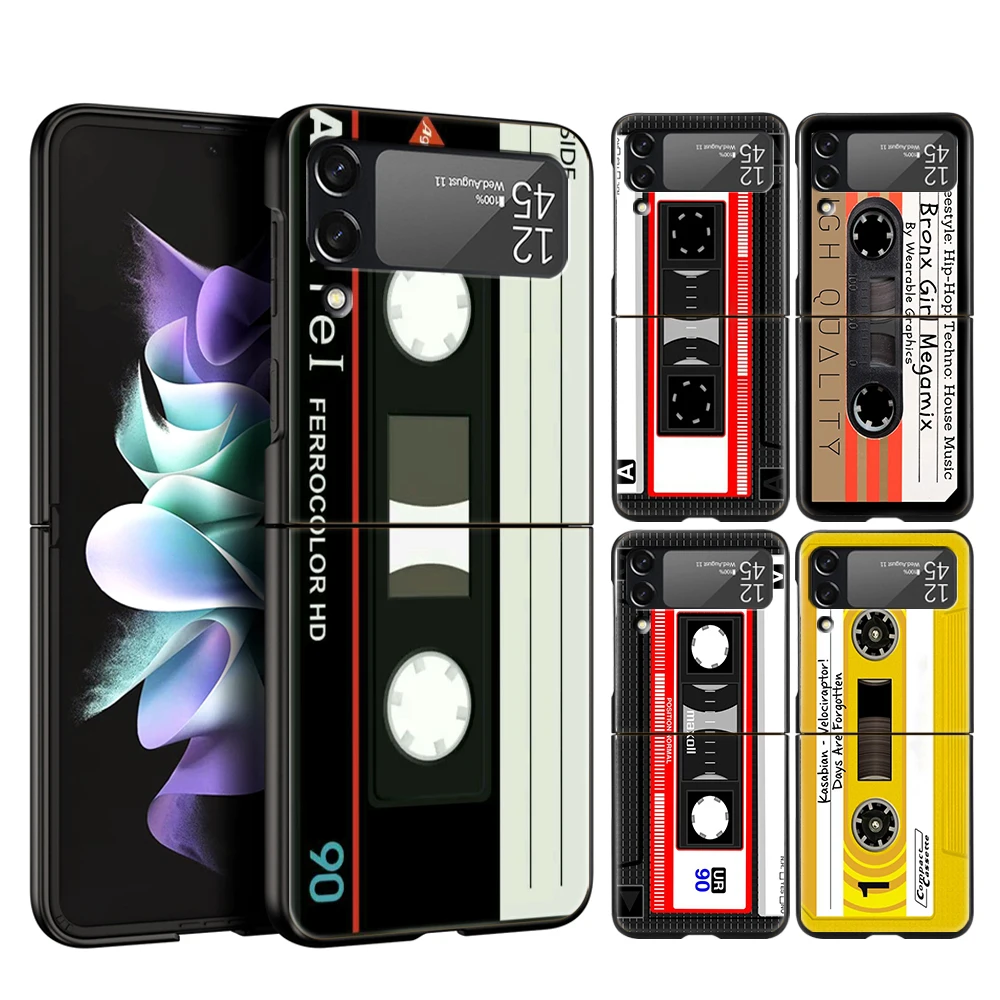 

Vintage Cassette Tape Retro Style For Samsung Galaxy Z Flip4 Black Phone Cover For Galaxy Z Flip 3 Case Shockproof Hard PC Shell