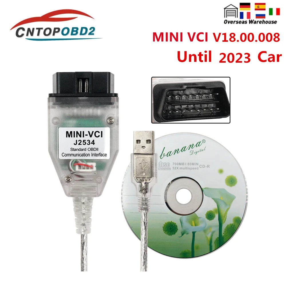 Новейший автомобильный диагностический кабель для Toyota Mini VCI TIS Techstream V18.00.008 mini vci J2534 V14 OBD2, полный чип FT232RL