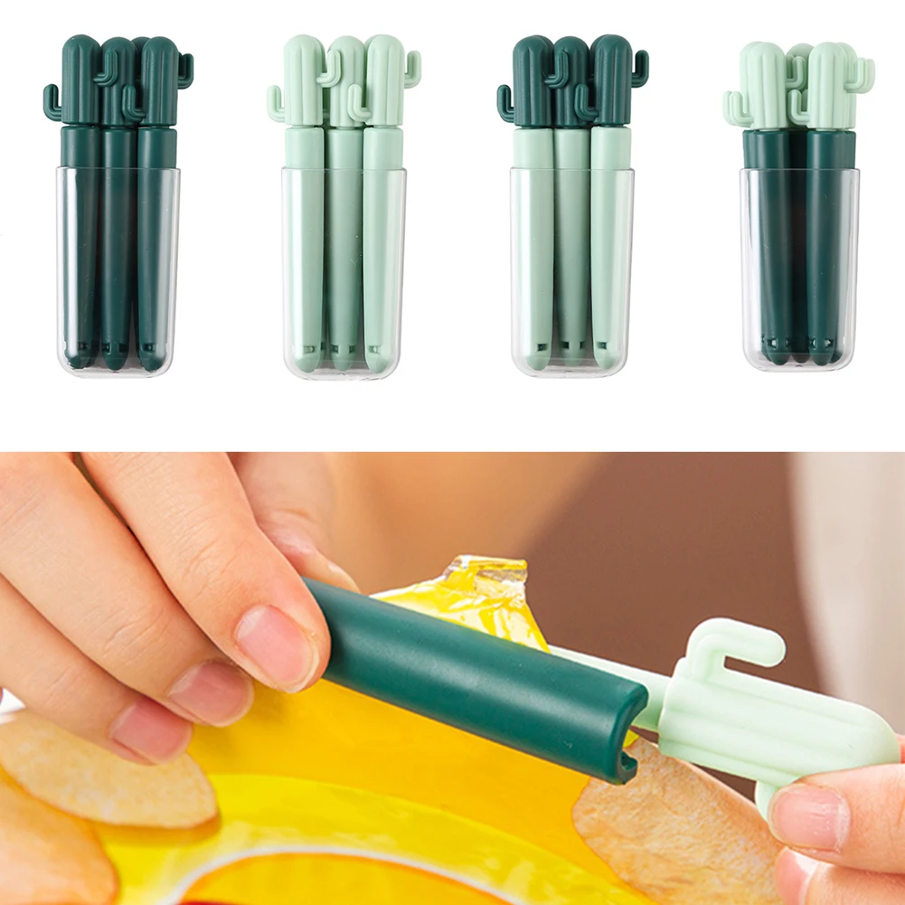 

5pcs Cactus Candy Color Bag Sealing Clip Plastic Moisture-proof Closure Clamp For Food Snack Fresh Keeping Kitchen Accessories