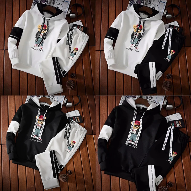 

2023 Men's Casual Sweatshirt Set Hoodies+Sweatpants Tracksuit Outdoor Sports Suit Outfits Jogging Male Pullover Streetwear