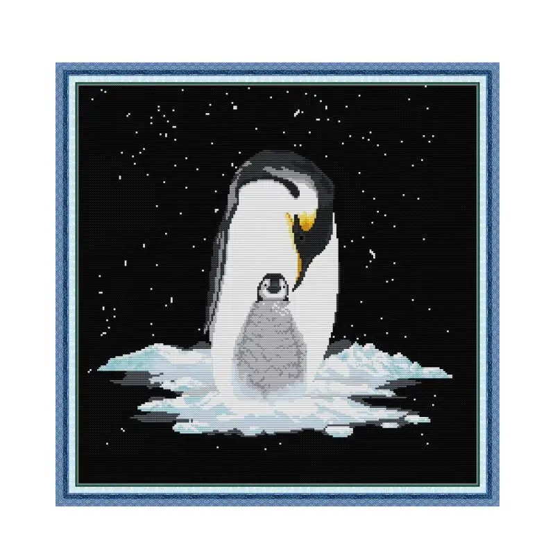 

Joy Sunday Penguin Printed Cross Stitch Kit Pattern 11CT 14CT Count Canvas Fabric Embroidery Set Needlework Sewing Kit Home Deco