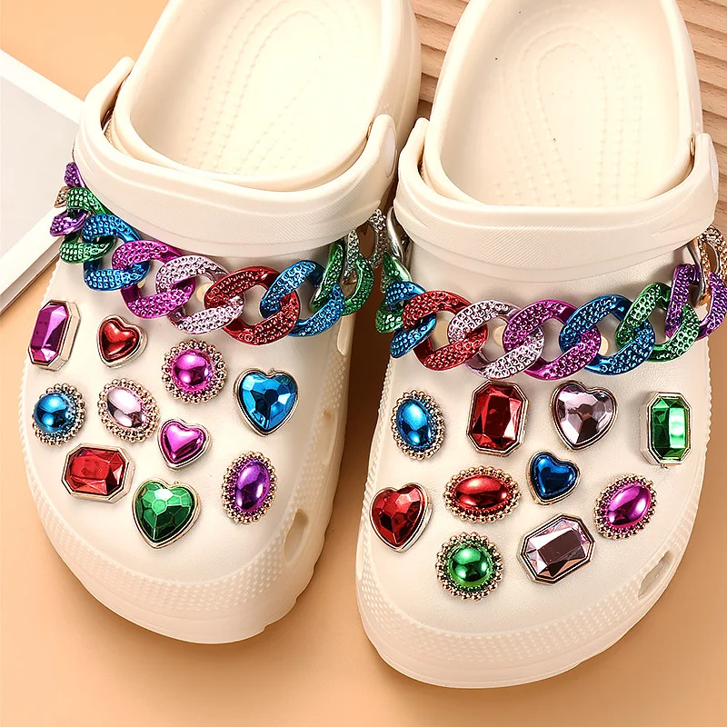 

Подвески для обуви для Crocs DIY, съемный кристалл, бриллиант, металлическая пряжка, Croc, обувные подвески, аксессуары, подарок для детей и девочек