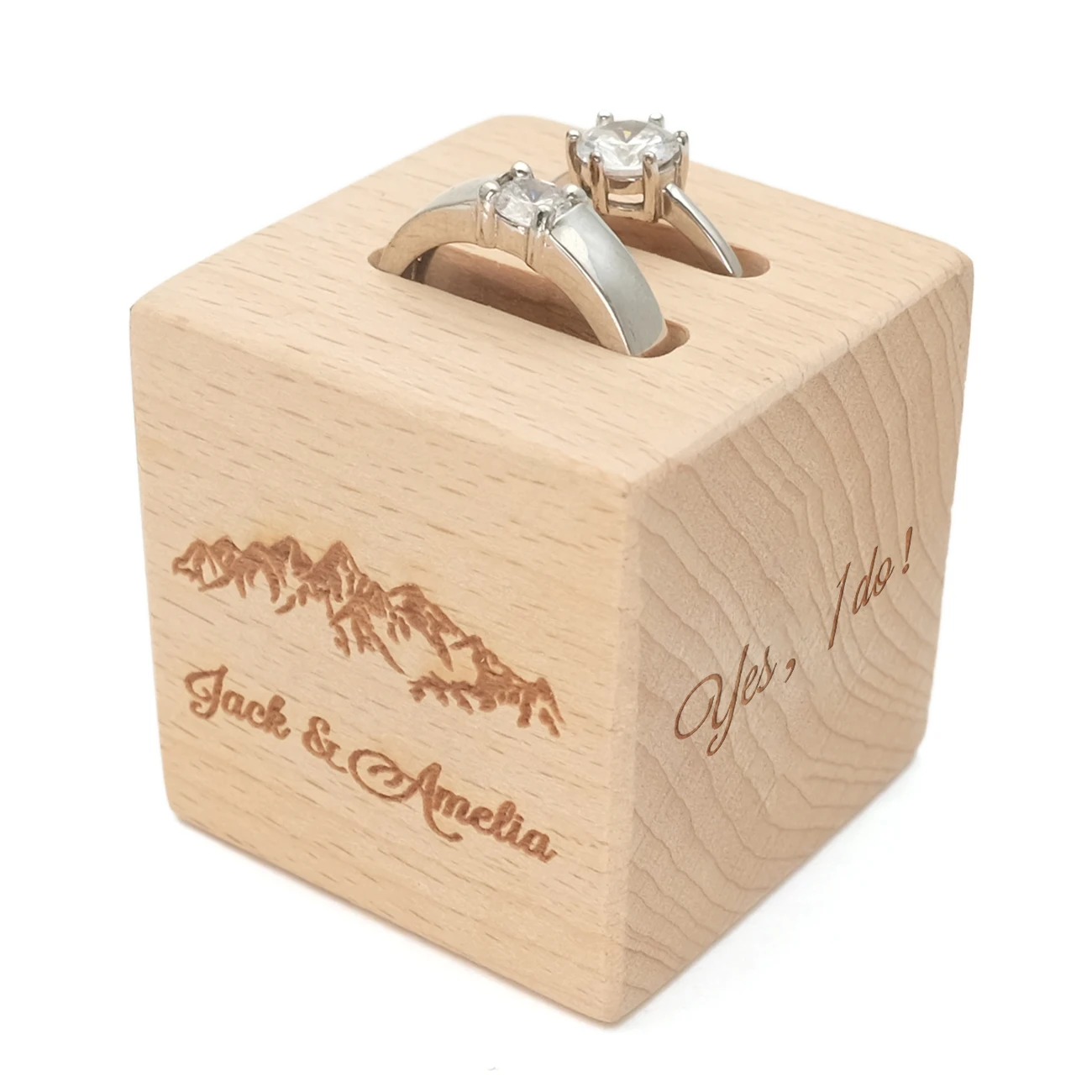 Personalized Wood Wedding Ring Box Custom Rings Holder Country Rustic Rings Bearer Pillow Valentines Proposal Engagement Gifts