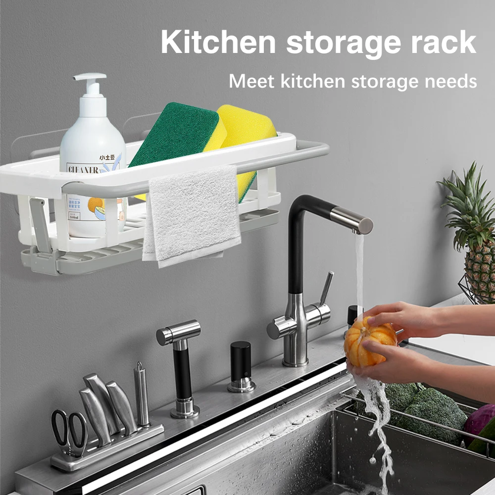 

Telescopic Sink Shelf Kitchen Drain Rack Sinks Organizer Storage Basket Soap Sponge Holder Kitchen Gadgets Accessories Tools