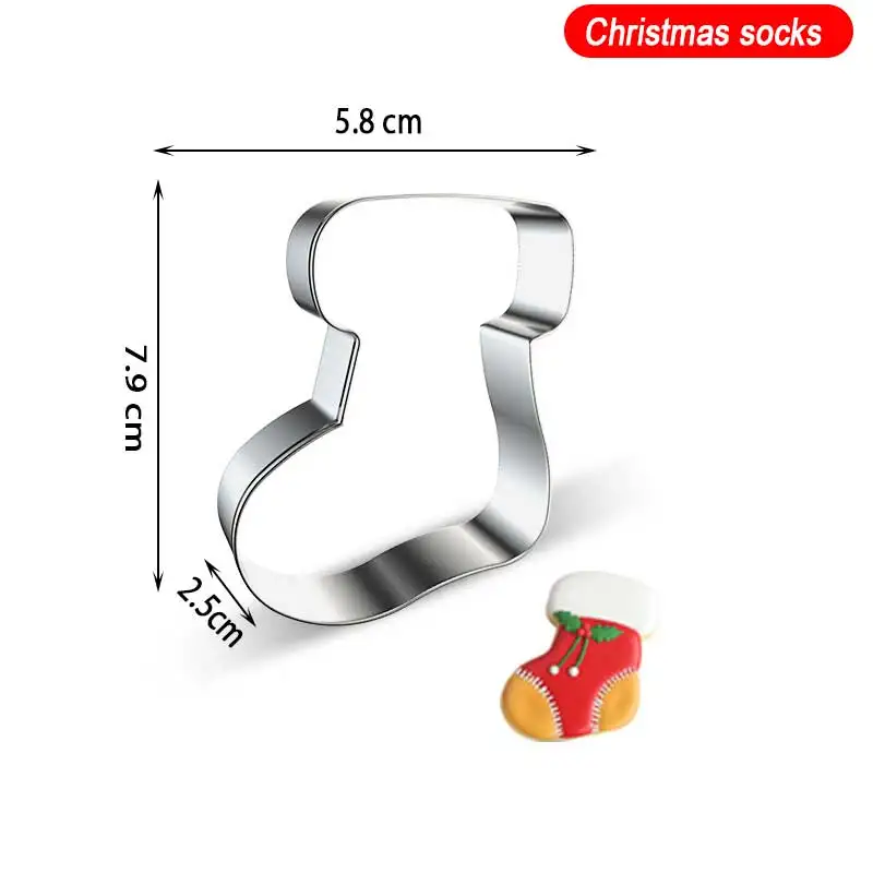 

DIY Baking Mould Tools Gingerbread Cookie Cutters Christmas socks Cookie Stamp Cutters Biscuit Molds Form Cookie Plunger Cutter