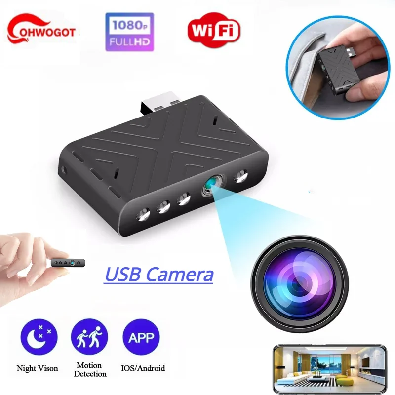 

HD 1080P WiFi Mini Camera Home Security Camcorder Wireless USB Night Vision Motion Detection Cam IP Video Recorder Baby Monitor