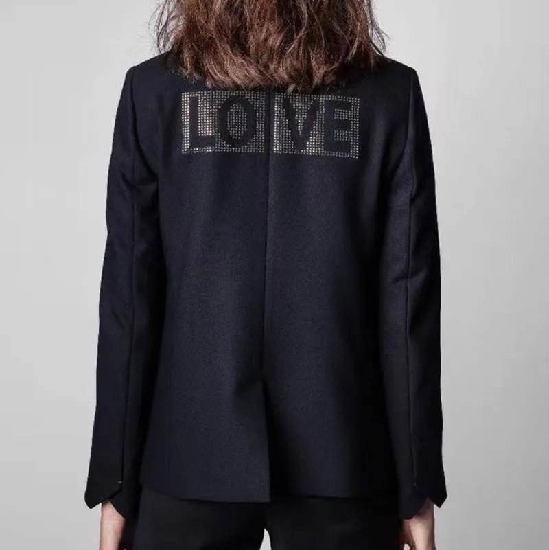 

Hot rhinestones love letter print Women Blazer coat high quality casual wild lady suit jacket 2021 new