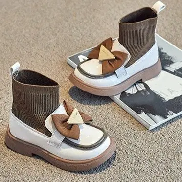 

Girls Socks Boots Spring 2023 Children's Short Boots Bow Princess Soft Bottom Non-slip Stereo Kids Bow Toddler Boots