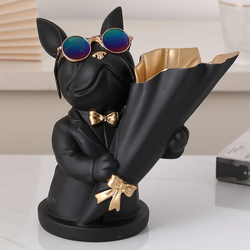 

French Bulldog statue Cool decorative sculpture Storage box Candy tray All style dog statue tissue box home decor